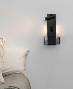 Applique noire avec chargement mobile et lecteur LED MAGOS ambiente 2
