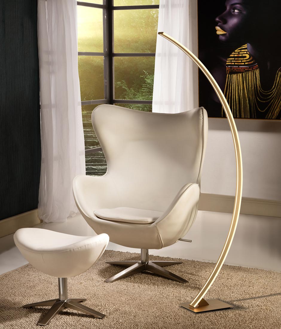 ARCUS LED ambience lampadaire design finition or