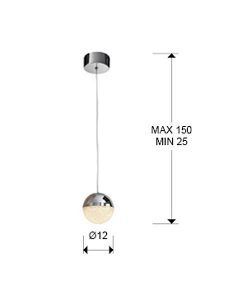 Dimensions de la lampe chromée SPHERE LED Ø 12 cm