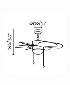 Dimensions du ventilateur de plafond multicolore PALAO