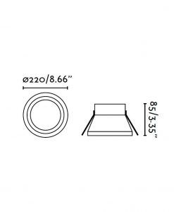 Grand downlight encastré LED SON lumière chaude 24W tailles
