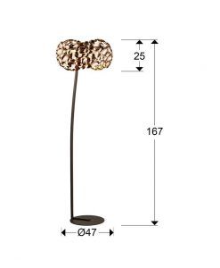 Lampadaire NARISA or rose G9 tailles
