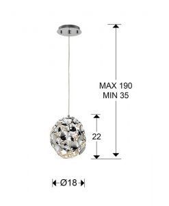 Lampe 18 cm Ø chrome NARISA E27 tailles