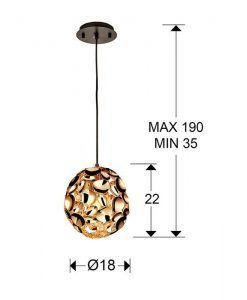 Lampe 18 cm Ø or rose NARISA E27 tailles