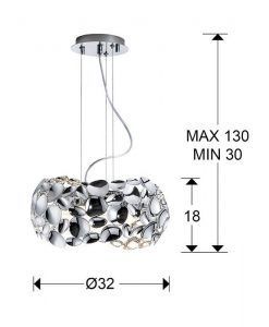 Lampe 32 cm Ø chrome NARISA G9 tailles