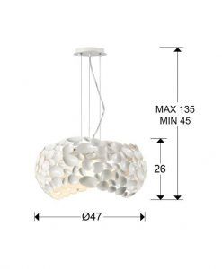 Lampe 47 cm Ø blanc NARISA G9 tailles