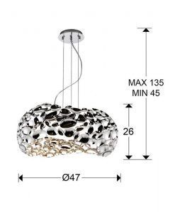 Lampe 47 cm Ø chrome NARISA G9 tailles
