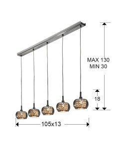 Lampe à suspension linéaire 5 lumières Mesures ARIÁN