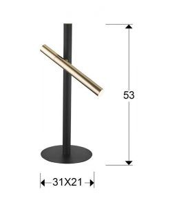Lampe de table 2 lumières LED or et noir mesures VARAS