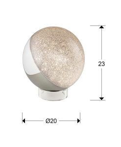 Lampe de table LED chrome mesures SPHERE