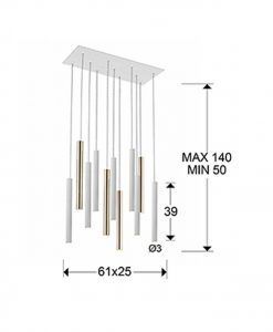 Lampe LED à gradation 11 lumières or brillant et blanc mat tailles VARAS
