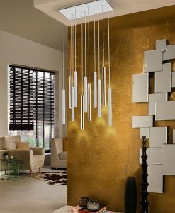 Lampe LED à gradation 11 lumières or brillant et blanc mat VARAS ambiance