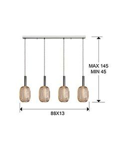Lampe linéaire 4 lumières dimmable chrome et or MICRON tailles