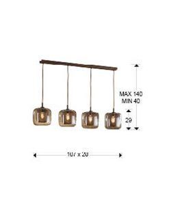 Lampe linéaire 4 lumières FOX dimensions