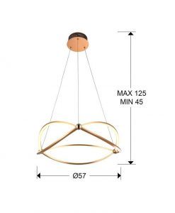 Lampe or rose 60 cm Ø OCELLIS LED mesures