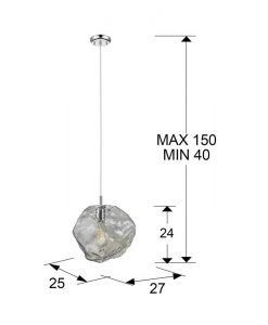 Lampe pendante 1 lumière dimmable PETRA tailles