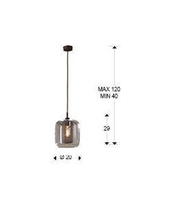 Lampe suspendue couleur chocolat et verre Ø 20 cm Tailles FOX