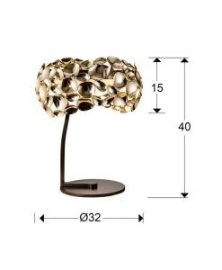 NARISA lampe de table or rose G9 mesures