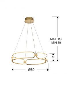 Pendentif 60 cm Ø finition or rose COLETTE LED tailles