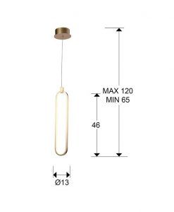 Pendentif finition or rose COLETTE LED mesure