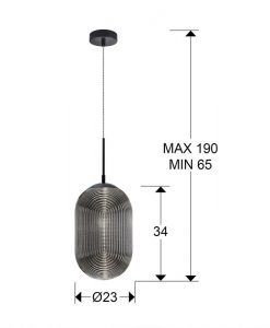 Pendentif gris fumé TENSAI dimmable tailles