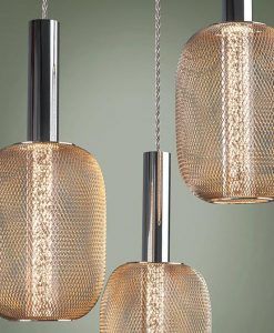 Plafonnier 3 lumières dimmable chrome et or MICRON détails