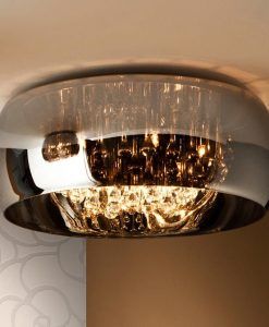 Plafonnier 50 cm Ø chrome et verre ARGOS Ambiance