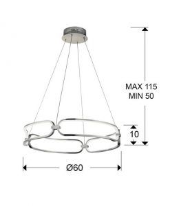 Plafonnier 60 cm Ø chrome COLETTE LED tailles