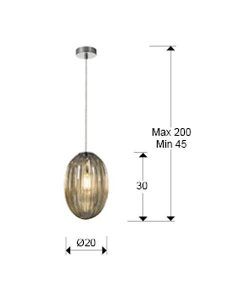 Plafonnier finition verre cognac OVILA 20 Ø mesures