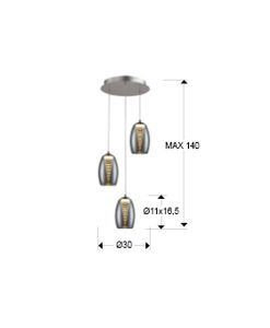 Plafonnier LED 3 lumières chrome NEBULA tailles