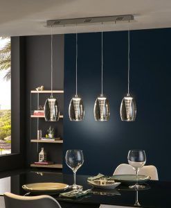 Plafonnier linéaire LED 4 feux chrome NEBULA ambience 2