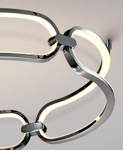 Plafonnier moderne 47 cm Ø chrome COLETTE détails LED