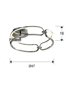 Plafonnier moderne 47 cm Ø chrome COLETTE LED tailles