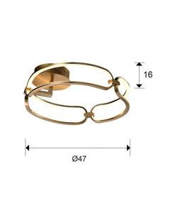 Plafonnier moderne 47 cm Ø finition or rose COLETTE LED tailles