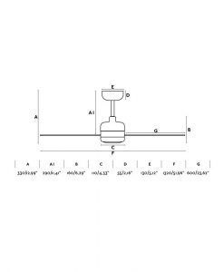 Taille ventilateur blanc moteur DC 132 cm de diamètre NU LED