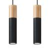 Lampe 2 lumières noir et bois PABLO