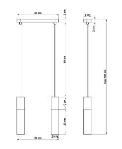 Lampe 2 lumières noir et bois PABLO dimensions