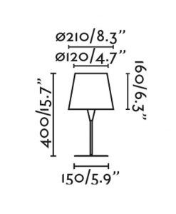 Lampe de table petite SUMBA en rotin et noir mesures