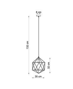 Lampe pendante acier noir GASPARE dimensions