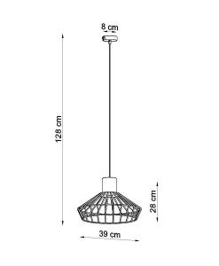 Lampe pendante en acier et bois noir RIDA dimensions