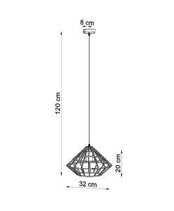 Lampe pendante en acier noir UMBERTO dimensions