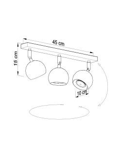 Plafonnier réglable blanc à 3 lumières OCULARE dimensions