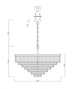Lampe 16 lumières or et cristal Ø 80 cm REVERO mesures