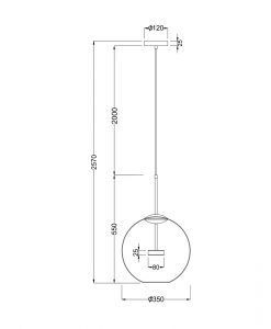 Lampe à suspension or Ø 35 cm COMETA LED mesures