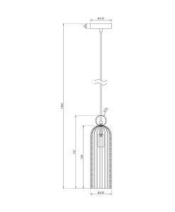 Lampe ANTIC en or et verre fumé mesures