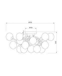 Lampe dorée 20 lumières Ø 75 cm DALLAS mesures