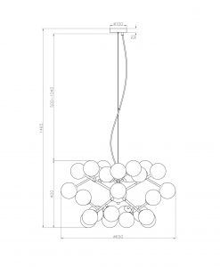 Lampe dorée 24 lumières Ø 65 cm DALLAS mesures