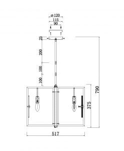 Lampe dorée 6 lumières Ø 51 cm MARMO mesures