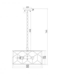 Lampe en lin et or 4 lumières Ø 45 cm MESSINA mesures