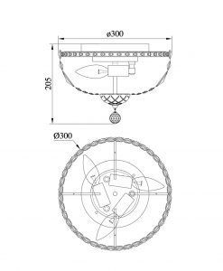 Lampe en nickel et verre 3 lumières Ø 30 cm BASFOR mesures